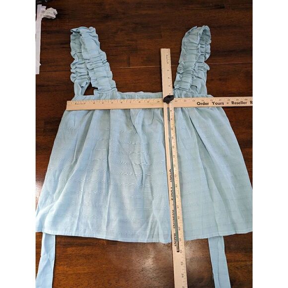 Pink Lily Blue Tank Top Ties in Back Women's Size Medium - Picture 5 of 5